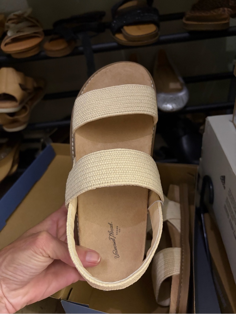 Two-Strap Woven Slide Sandal - Cream